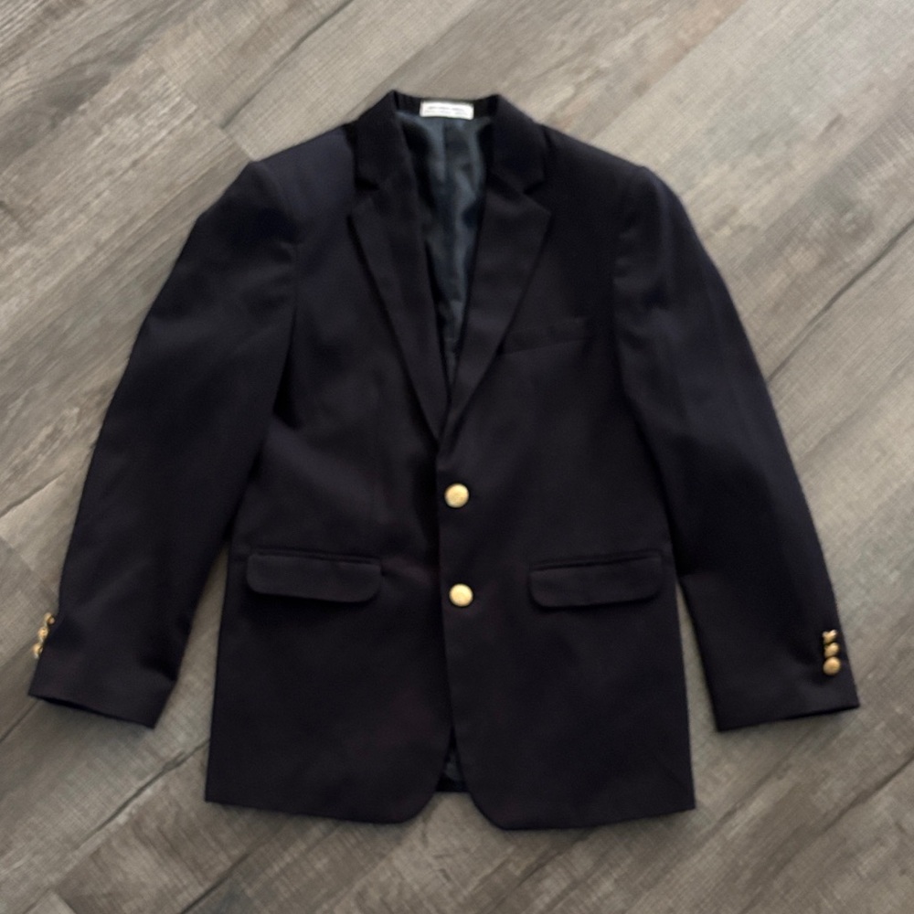 IZOD Boys 14 Blue Two Brass Button Dress Jacket Blazer